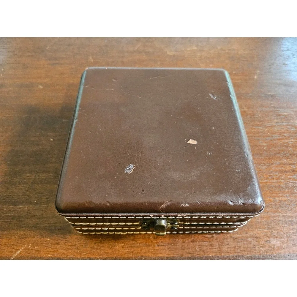 L'amour Travel Alarm Clock Brown Faux Leather Folding Case Vintage Style